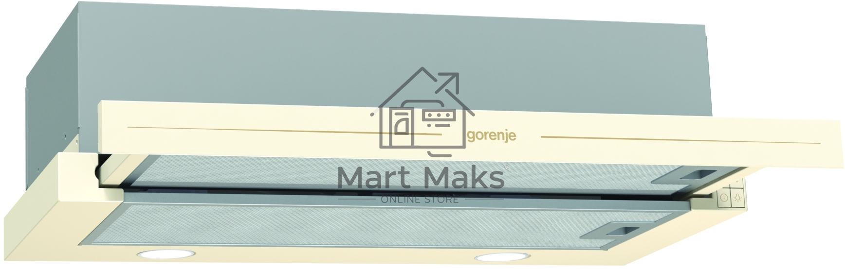 Вытяжка встраиваемая Gorenje BHP62CLI слоновая кость, 60 см, 435 куб. м/ч, 71 дБ