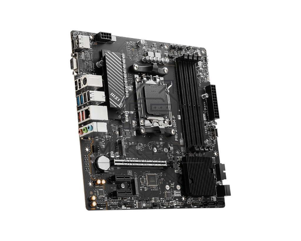 Материнская плата MSI PRO B650M-P, AM5, AMD B650, 4xDDR5, 4xSATA, 2xM.2, 1xPCI-E 4.0 x16, 2xPCI-E 4.0 x1, 1xHDMI, 1xDP, 1xVGA, 1x2.5Gb LAN, 2xUSB 3.2 Gen 1, 2xUSB 3.2 Gen 2, 3x3.5 мм, 7.1, Micro-ATX