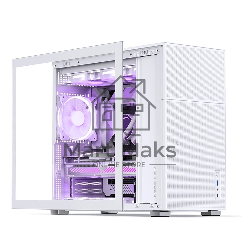 Корпус без блока питания Case JONSBO D41 MESH, Midi-Tower, TG, no fan, 1xUSB-A 3.2 + 1xUSB-C 3.2, ATX, mATX White
