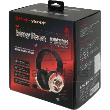 Гарнитура Bloody MR595 Proxy Boom белый-чёрный, беспроводная + проводная, радиоканал, до 135 ч, съёмный микрофон, подсветка