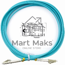 Комм. шнур оптический Cabeus Tight Buffer, Duplex LC/LC, OM3 50/125, LSZH, 3м, Ø 3мм, серый хвостовик, аква