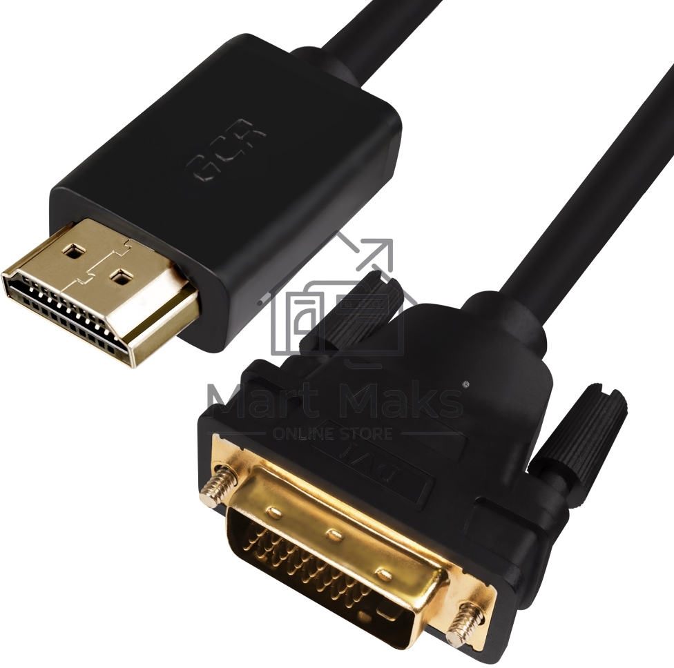 Кабель Greenconnect HDMI-DVI 10.0m черный,OD7.3mm, 28/28 AWG, позолоченные контакты, 19pin AM / 24+1M AM double link,тройной экран(GCR-HD2DVI1-10.0m)