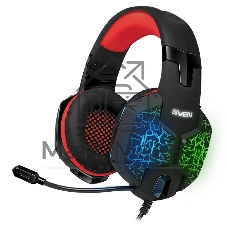 Гарнитура проводная игровая с микрофоном SVEN AP-U988MV, черный-красный (USB, LED, 7.1)