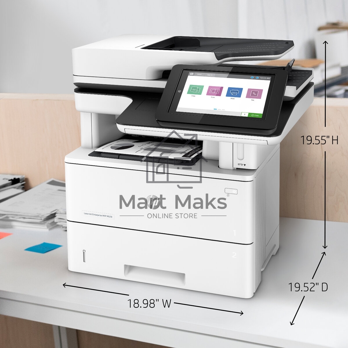 МФУ лазерный HP LaserJet Enterprise M528dn (1PV64A #B19), A4, ч/б, печ. до 43 стр/мин., скан. до 43 стр/мин. (ч/б) 38 стр/мин. (цвет), 1200 x 1200 dpi (печать) 600x600dpi (сканер), USB, RJ-45, Air Print, Mopria