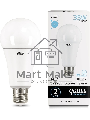 Лампа светодиодная LED Gauss Elementary A67 35Вт E27 6500К