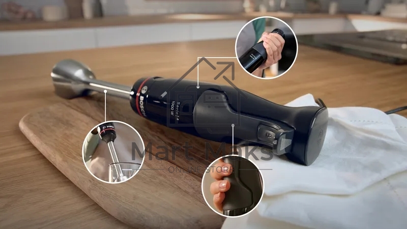 Блендер погружной Bosch MSM4B621, 1000Вт, черный