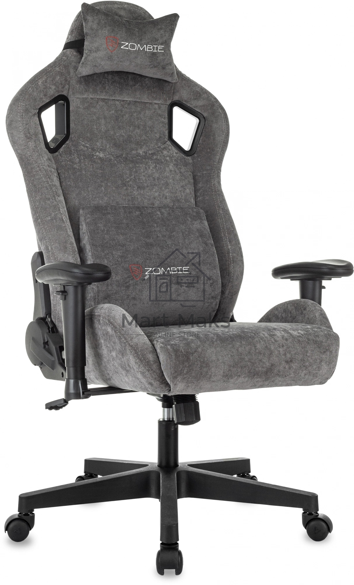Кресло игровое Zombie Ghost Fabric серый Light-19 крестов. пластик