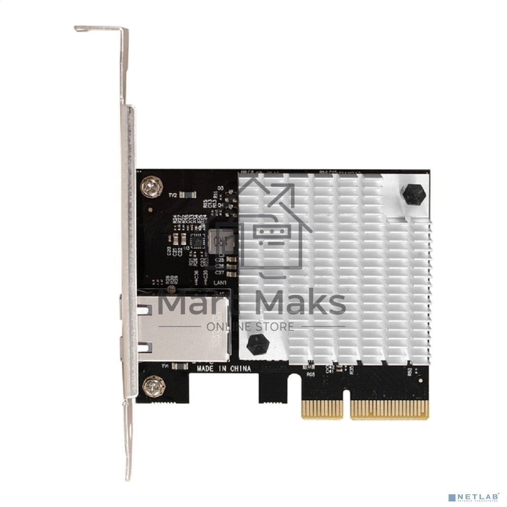 Сетевой адаптер ExeGate EXE-107S (PCI-E x4 v3.0, 1xRJ45, UTP 100Mbps/1000Mbps/2.5Gbps/10Gbps Marvell AQC107S)