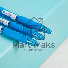 Ручка гелевая автоматическая Deli Arris EG08-BL прозрачный/голубой, d=0.5мм, синие чернила, резиновая манжета