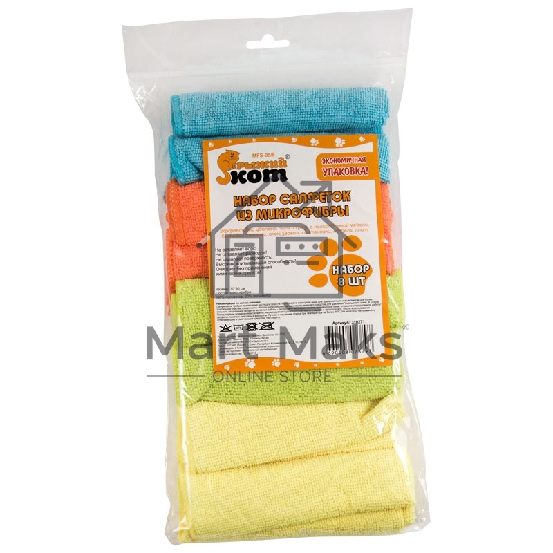 Набор салфеток из микрофибры Рыжий кот MFS-05/8
