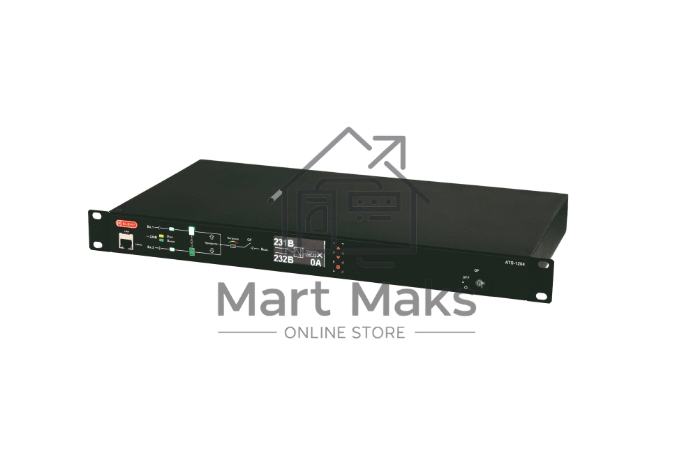 Автоматический ввод резерва ELEMY RACK ATS, 1U, 220В, 32А, OLED, Ethernet, in (2) IEC309, out (2) C19 (9) C13