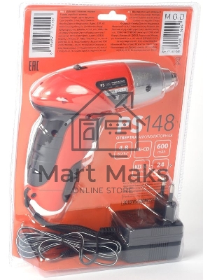 Отвертка аккумуляторная PATRIOT PS 148 4.8V, комплект бит