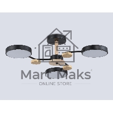Светильник Ambrella light FL4857/3 BK/WD черный/дерево 54W 3000-6000K D660*170 (без ПДУ)