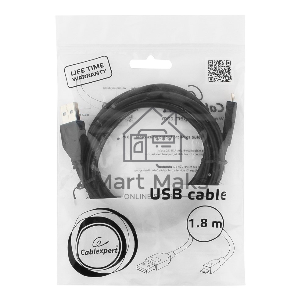 Кабель Gembird PRO CCP-mUSB2-AMBM-6 USB 2.0 кабель для соед. 1.8м А-microB (5 pin) позол.конт., пакет