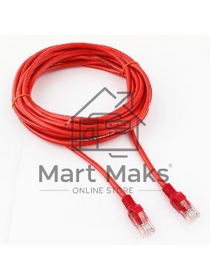 Патч-корд UTP Cablexpert кат.5e, 5м, литой, многожильный (красный)