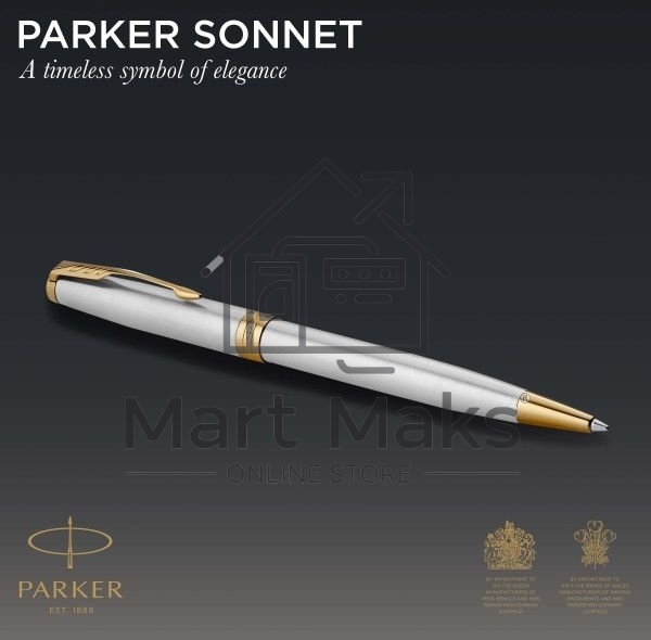 Ручка шариковая Parker Sonnet Core K527 (CW1931507) Stainless Steel GT M, черные чернила, подарочная коробка