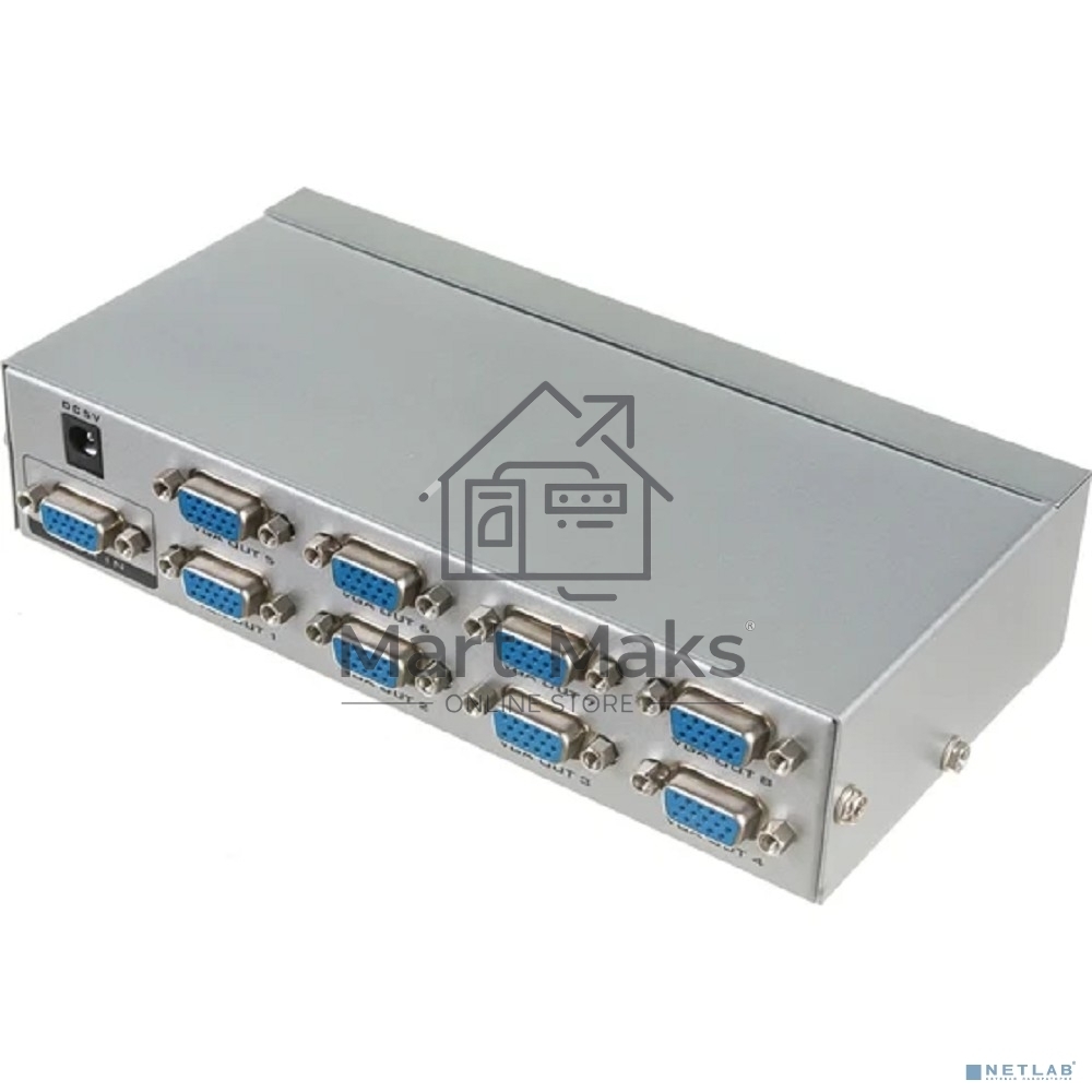 Делитель гнездо VGA на 8 гнезд VGA, 150 МГц, металл Rexant