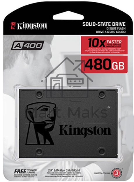 Накопитель SSD Kingston A400, 480GB, SATA III, 2.5