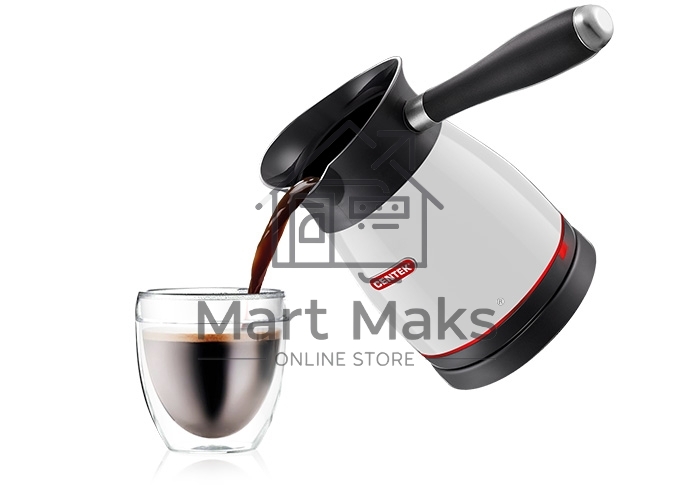 Электрическая турка Centek CT-1080 W (белый) 0.5л, 1000Вт, нерж.сталь, съемная мягкая ручка, крышка