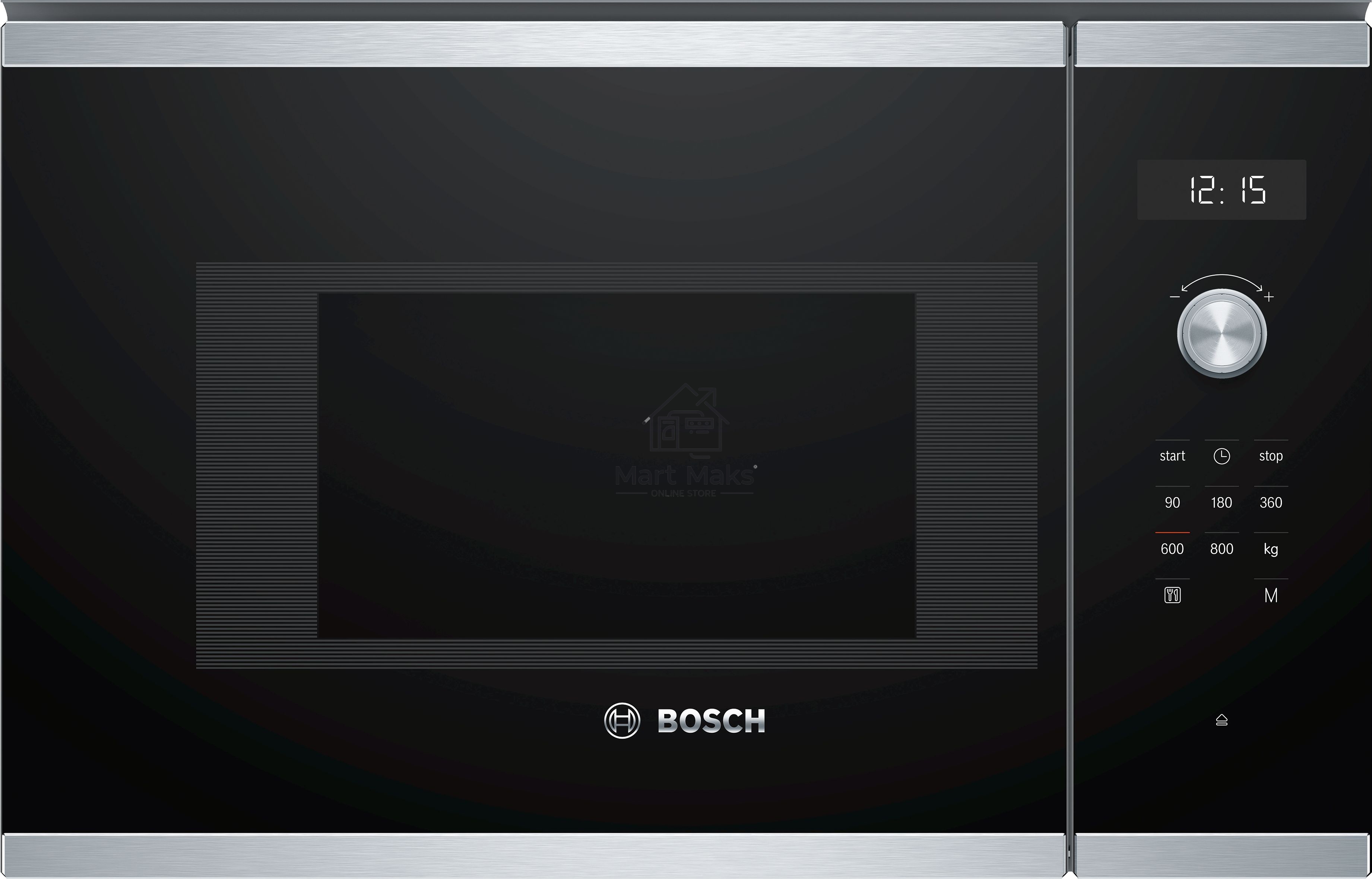 Микроволновая печь встраиваемая Bosch BFL524MS0 нержавеющая сталь, 20 л, 800 Вт, переключатели - поворотный механизм/сенсор
