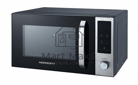 Микроволновая печь Horizont 23MW800-1379S черный/серебристый, 23 л, 800 Вт, переключатели - поворотный механизм/кнопки