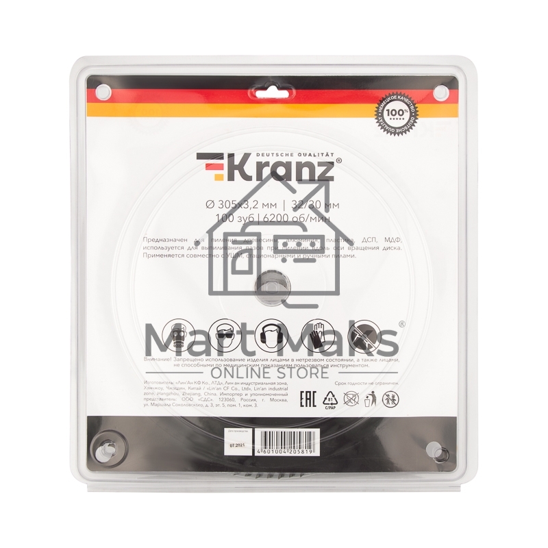 Диск пильный 305 мм х 100 зуб х 32/30 мм Kranz