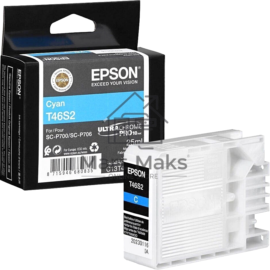 Картридж струйный голубой Epson T46S2 для SC-P700