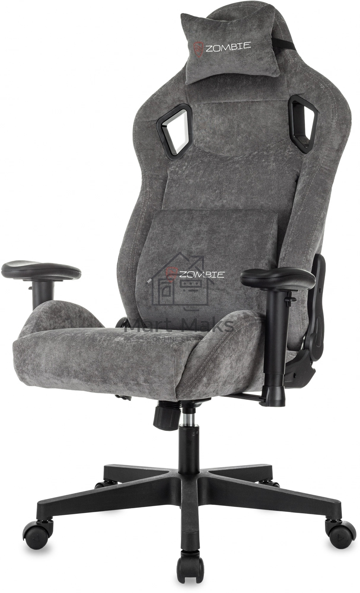 Кресло игровое Zombie Ghost Fabric серый Light-19 крестов. пластик