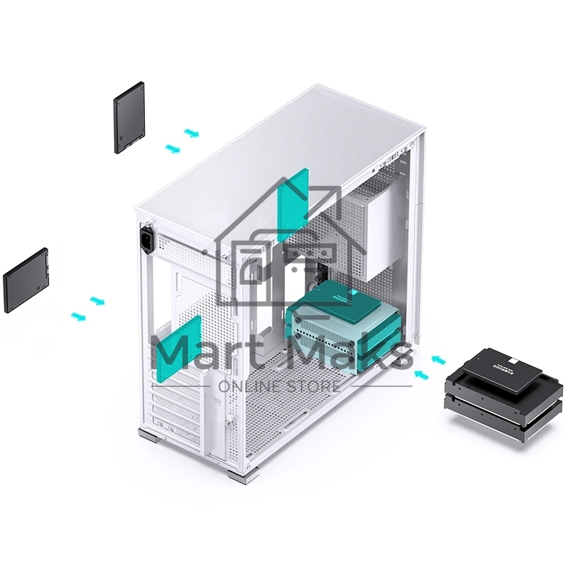 Корпус без блока питания Case JONSBO D41 MESH, Midi-Tower, TG, no fan, 1xUSB-A 3.2 + 1xUSB-C 3.2, ATX, mATX White