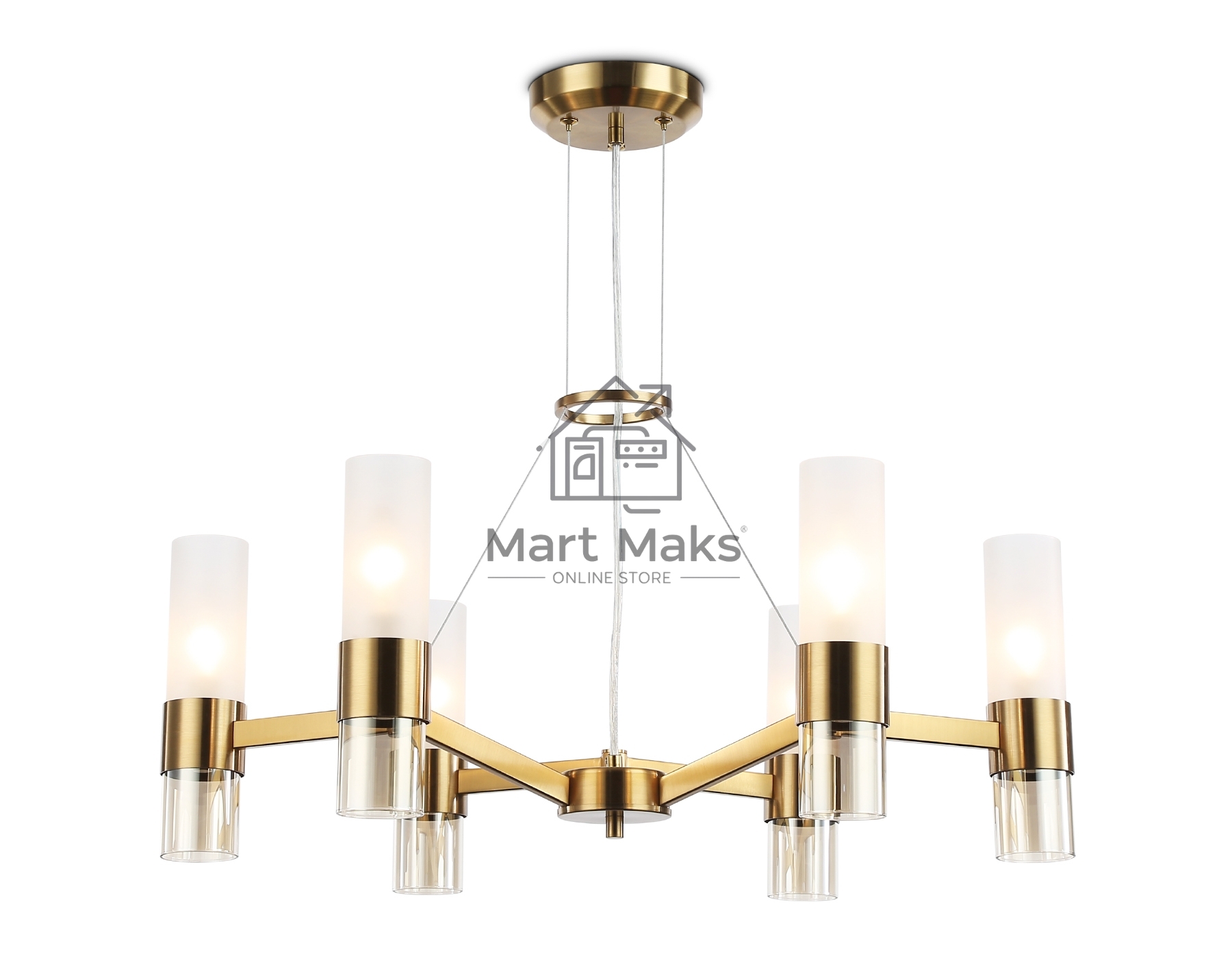 Люстра Ambrella light LH55114/6 BS/FR/TI латунь/белый матовый/янтарь E14*6 max 40W D650*1080