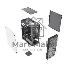 Корпус HSPD M550, Mesh Mid Tower, Black, TG, 0.45 SPCC, no fans ATX, mATX, mITX 160/340/200mm 2x2.5