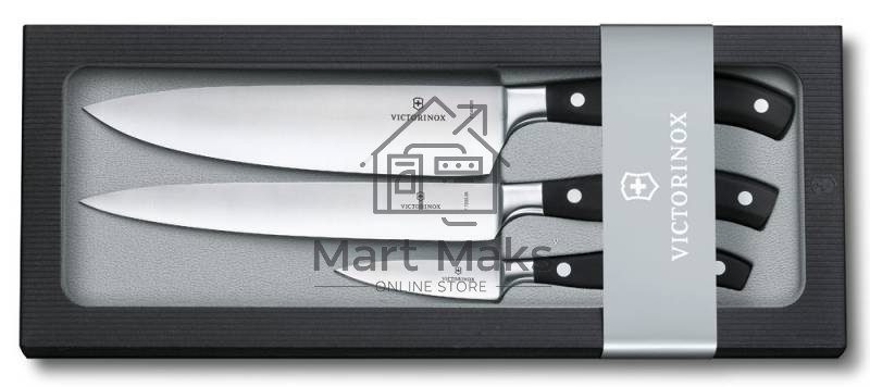 Набор ножей кухонных Victorinox Forged Chefs (7.7243.3) компл.:3шт черный подар.коробка
