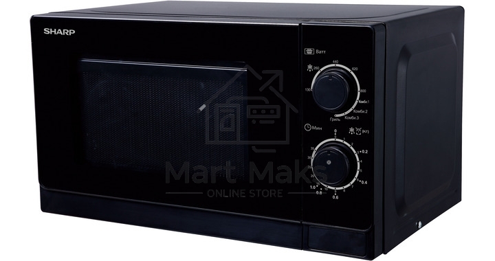 Микроволновая печь Sharp R6000RK черный, 20 л, 800 Вт, переключатели - поворотный механизм