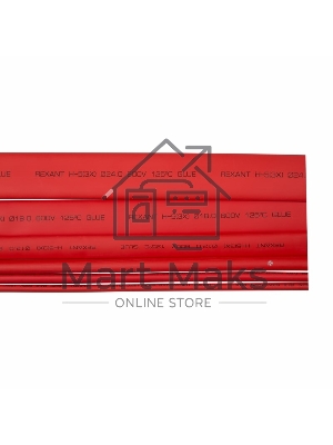 Термоусаживаемая трубка клеевая Rexant 12,0/4,0 мм, красная, упаковка 10 шт. по 1 м