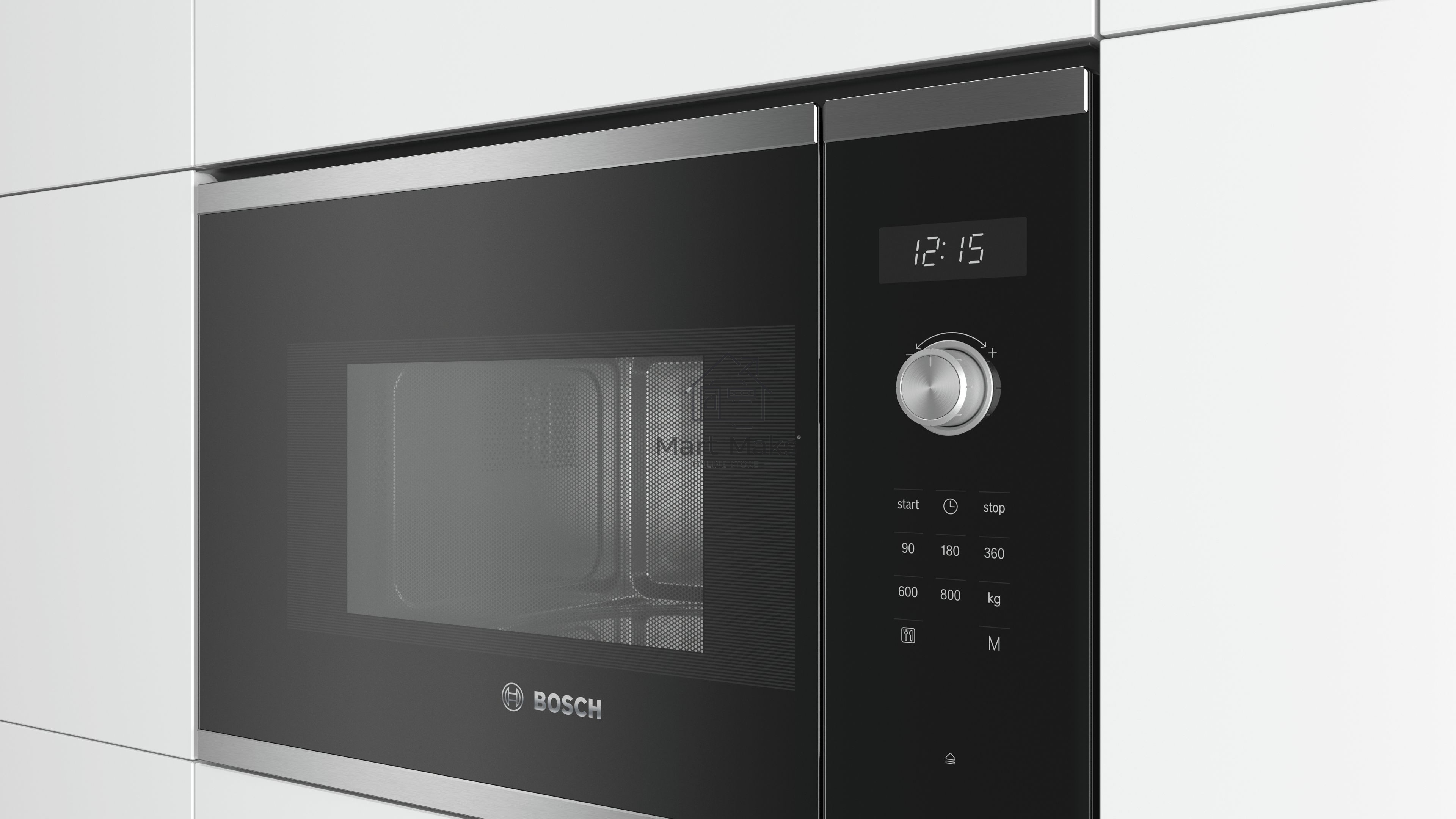Микроволновая печь встраиваемая Bosch BFL524MS0 нержавеющая сталь, 20 л, 800 Вт, переключатели - поворотный механизм/сенсор