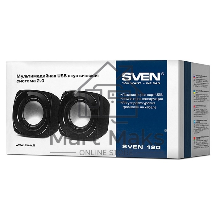 Колонки Sven 120 2.0 черный 5Вт