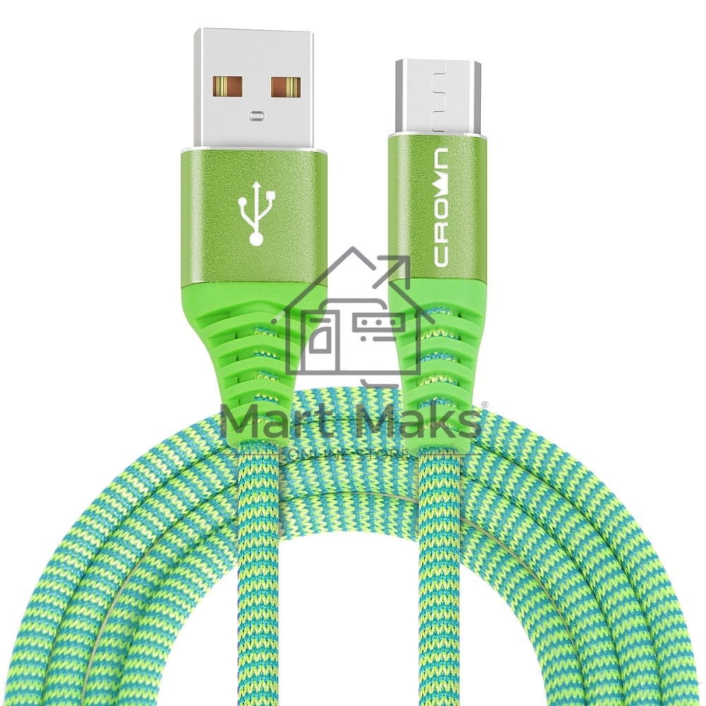 Кабель Crown USB - microUSB CMCU-3102M green