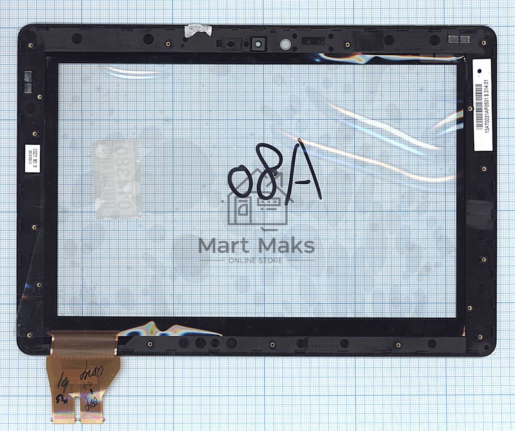 Сенсорное стекло (тачскрин) для Asus PadFone 3 A80 5363N FPC-1, черное с рамкой