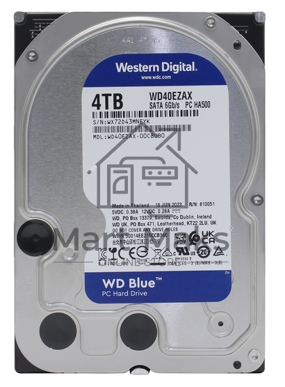 Жесткий диск Western Digital SATA 4TB 6GB/S 256MB BLUE WD40EZAX