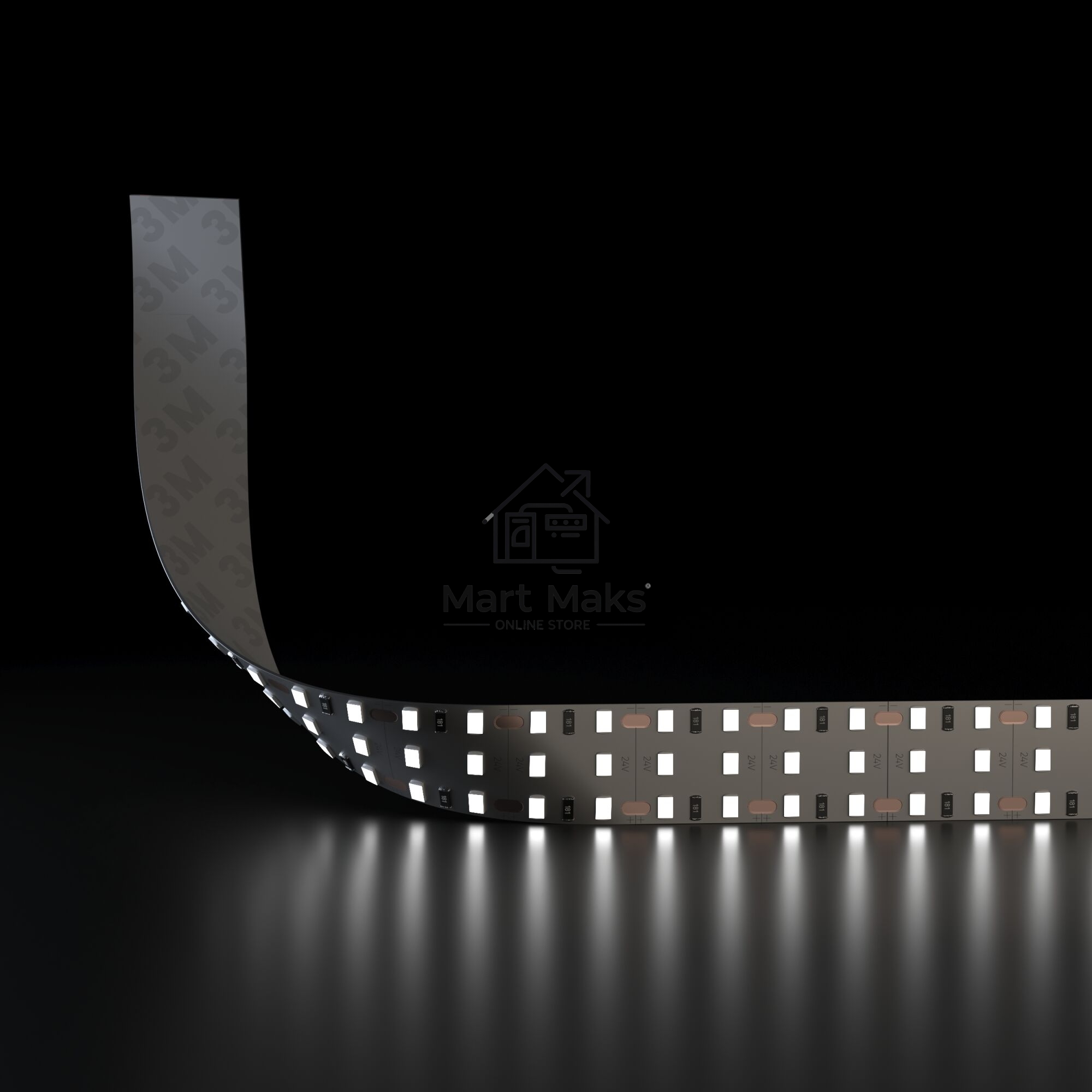 Лента светодиодная 360LED 26W IP20 трехрядная 6500К холодный белый, 5м (2835 24V 360Led 26W IP20)