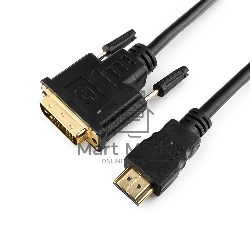 Кабель HDMI-DVI Cablexpert CC-HDMI-DVI-10MC, 19M/19M, single link, медь, позол.разъемы, экран, 10м, черный, пакет