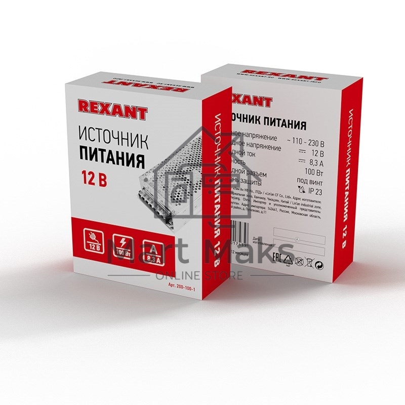 Источник питания 220 V AC/12 V DC 9 A 100 W с разъемами под винт, без влагозащиты (IP23)