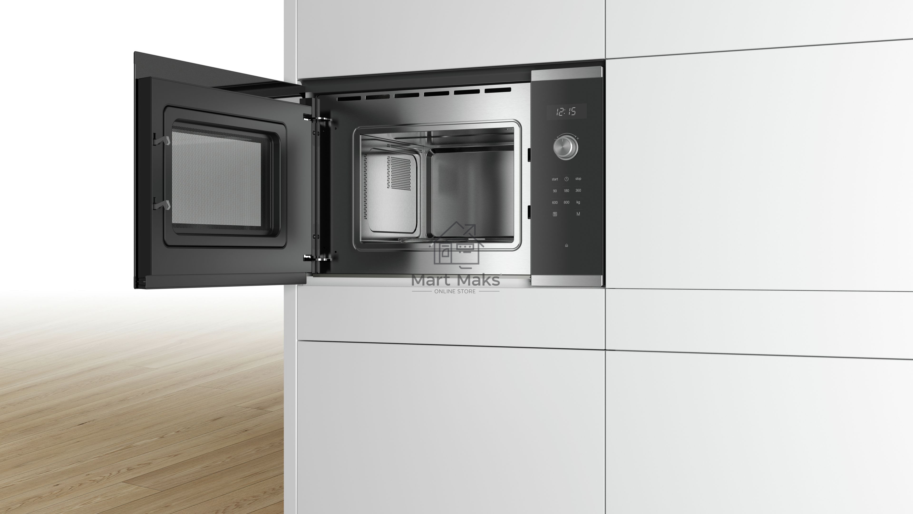 Микроволновая печь встраиваемая Bosch BFL524MS0 нержавеющая сталь, 20 л, 800 Вт, переключатели - поворотный механизм/сенсор