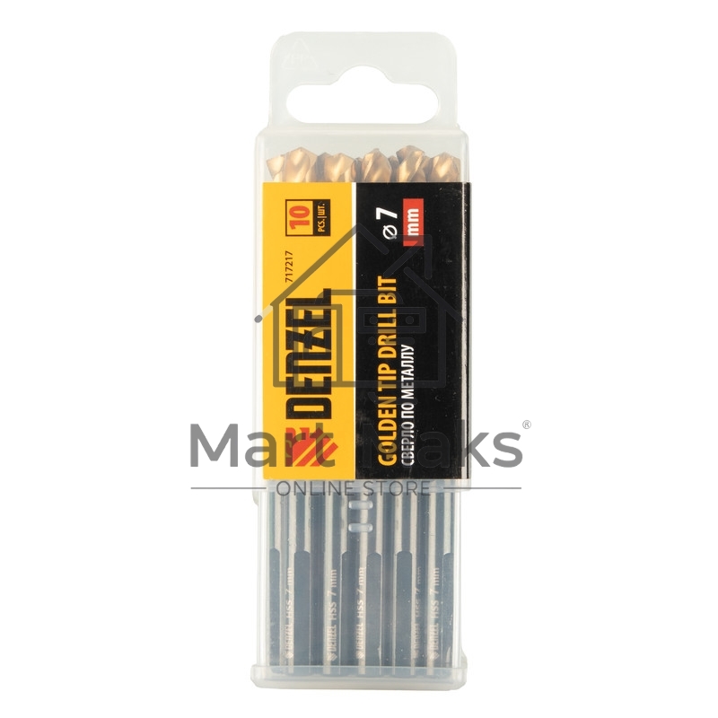 Сверло по металлу, 7 мм, HSS-Tin, Golden Tip, 10 шт. Denzel