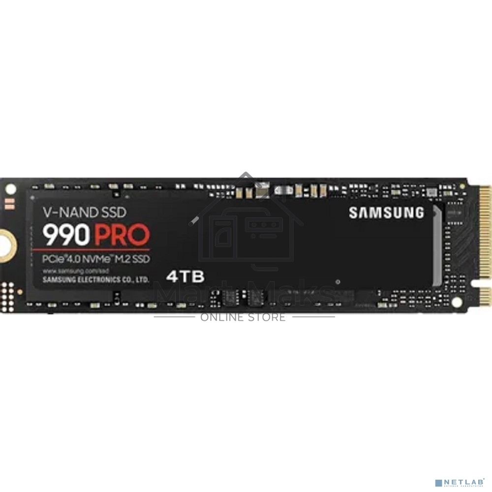Накопитель SSD Samsung 990 PRO, 4TB, PCIe 4.0 x4, M.2 2280, NVMe, R/W 7450/6900