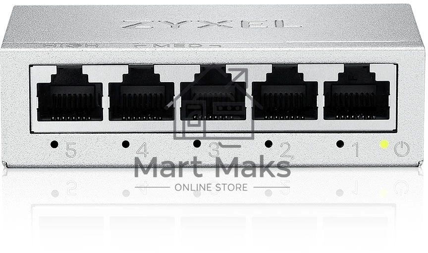 Коммутатор Zyxel GS-105B v5, 5 портов 1000 Мбит/с, настольный, металлический корпус