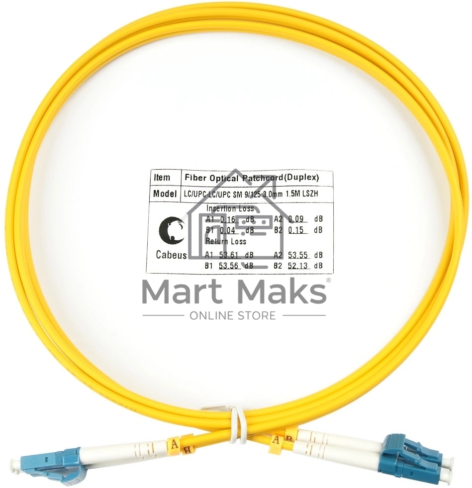 Шнур оптический duplex LC-LC 9/125 sm 2м LSZH Cabeus FOP(d)-9-LC-LC-2m