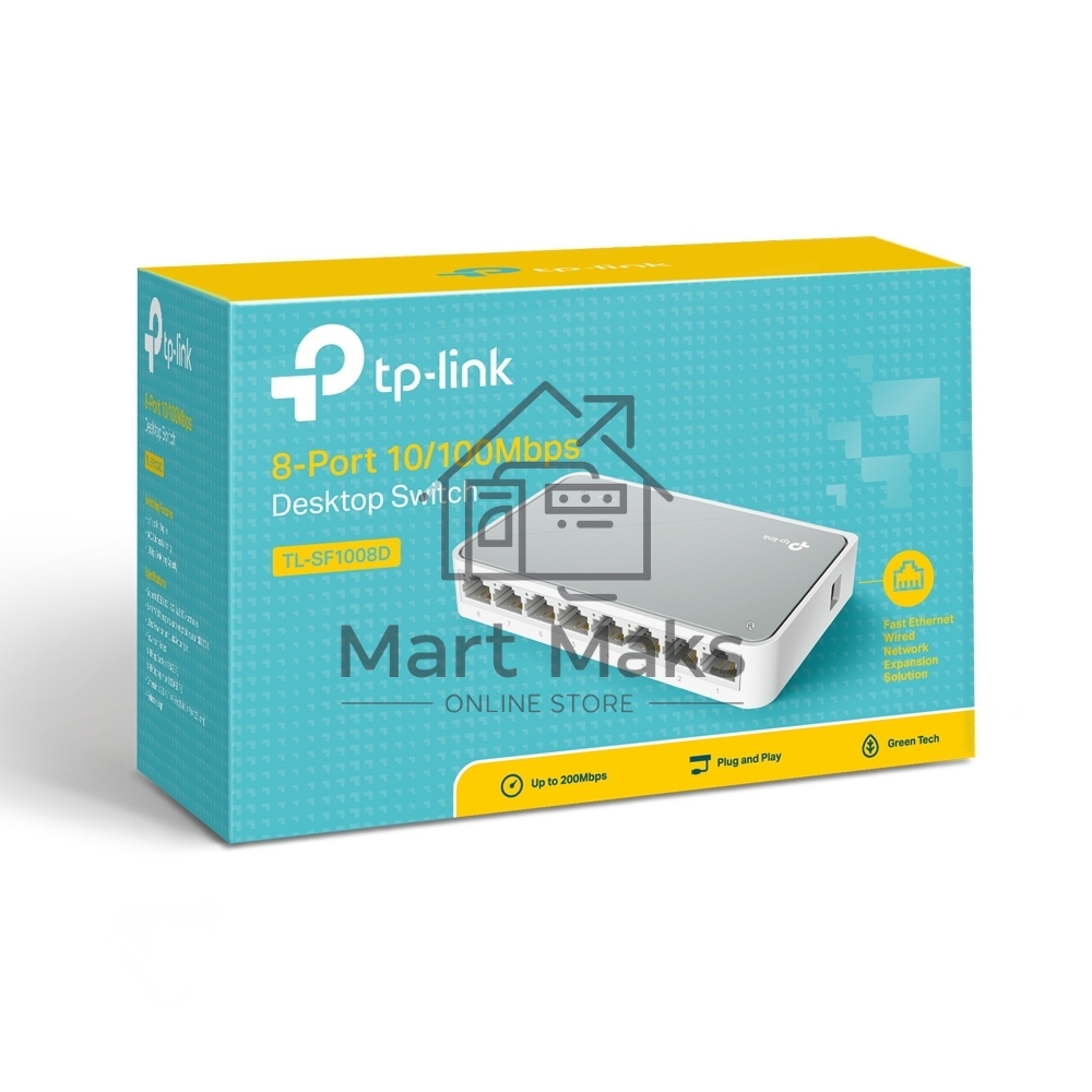 Коммутатор TP-Link SOHO TL-SF1008D Коммутатор 8-port 10/100M mini Desktop Switch, 8 10/100M RJ45 ports, Plastic case