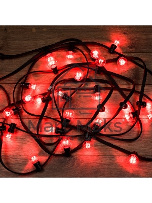 Гирлянда Neon-night LED Galaxy Bulb String 10м, черный каучук, 30 ламп*6 LED красный, влагостойкая IP65