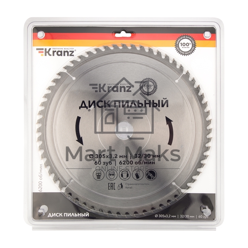 Диск пильный 305 мм х 60 зуб х 32/30 мм Kranz